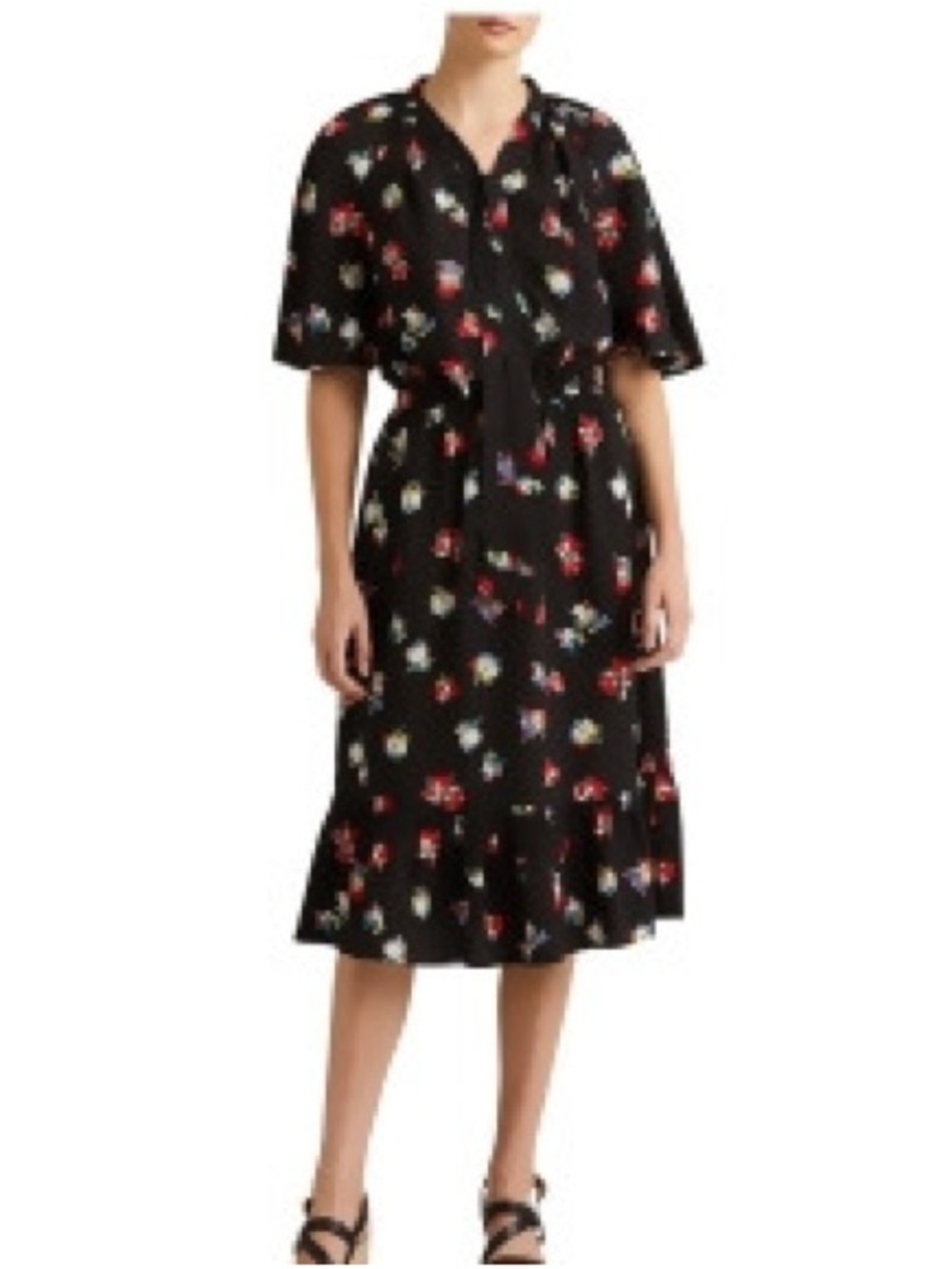 Lauren Ralph Lauren Black Floral Midi Dress
